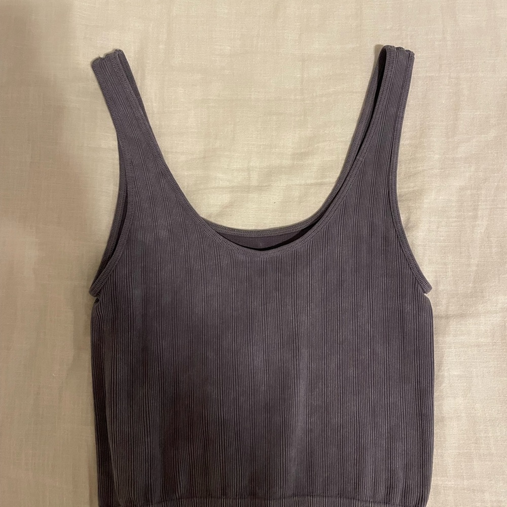 Together Navy Blue Ribbed Crop Top - Picture 2 of 3